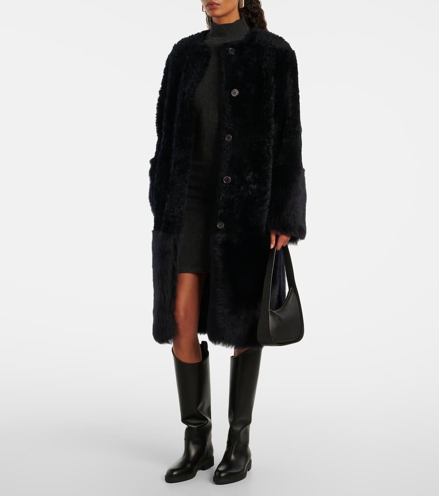Joseph Tina Belted Shearling Coat In Black