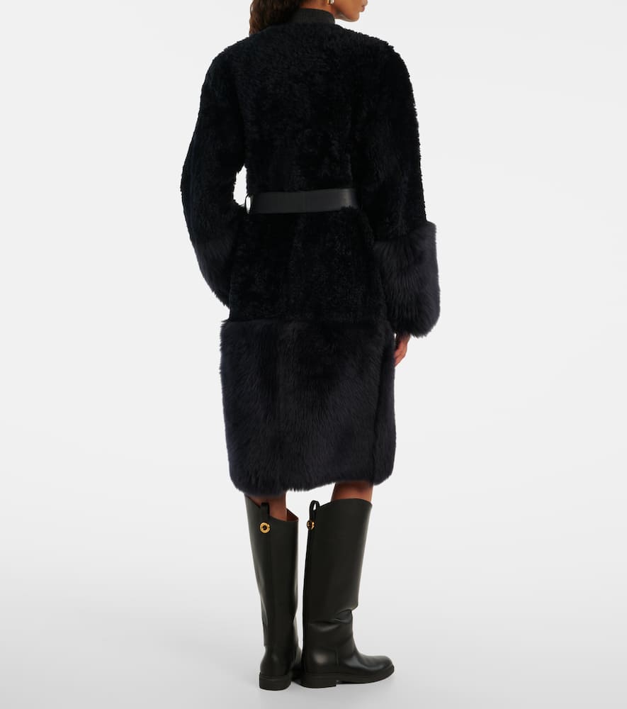 Joseph Tina Belted Shearling Coat In Black