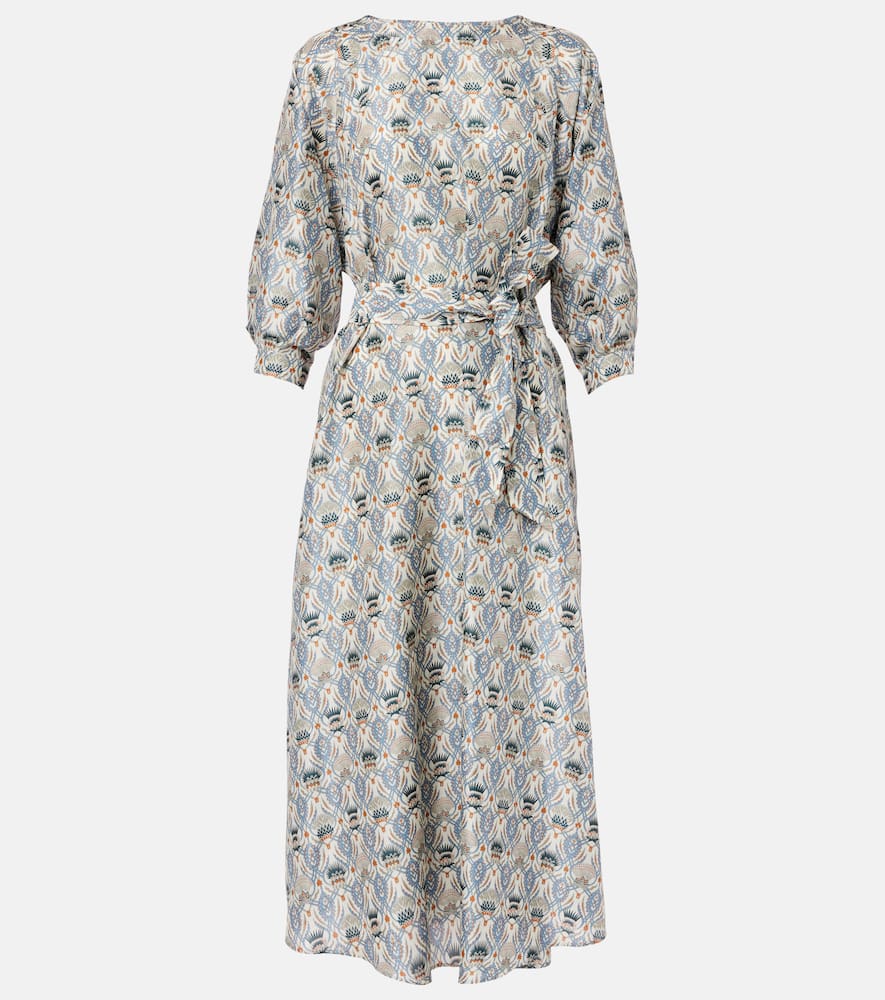Mila printed silk midi dress