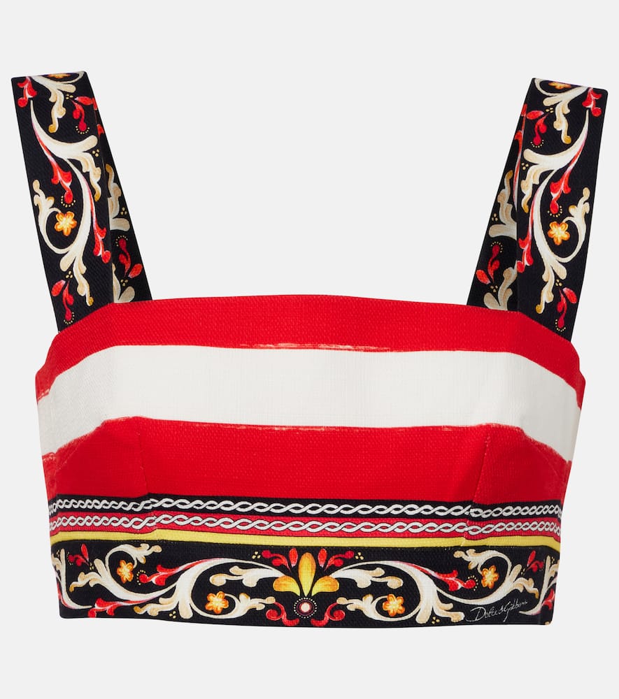Dolce & Gabbana Striped Cotton-blend Bra Top In Multi