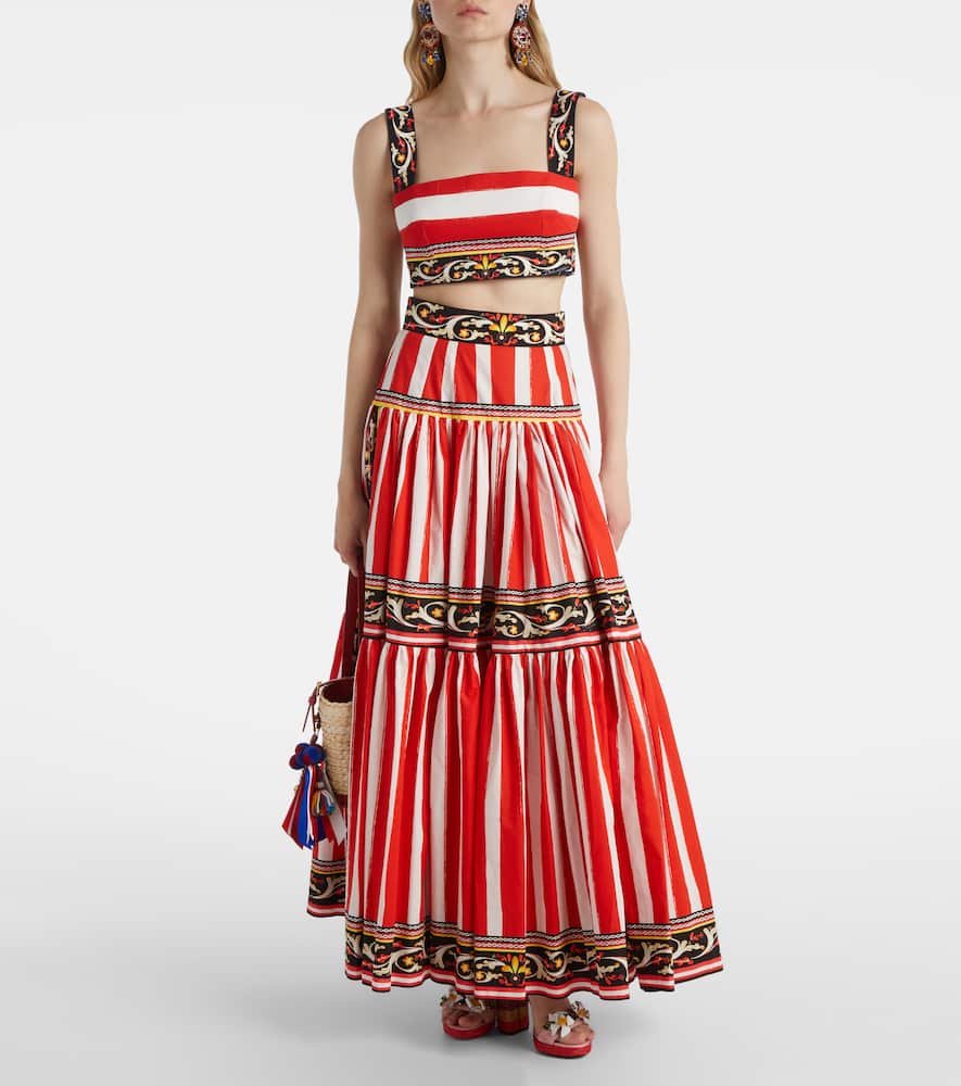 Dolce & Gabbana Striped Cotton-blend Bra Top In Multi