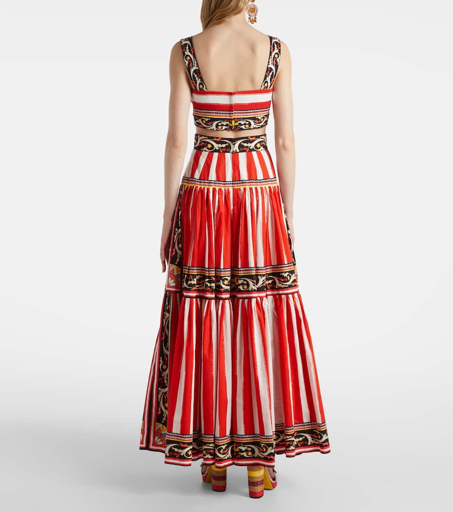 Dolce & Gabbana Striped Cotton-blend Bra Top In Multi