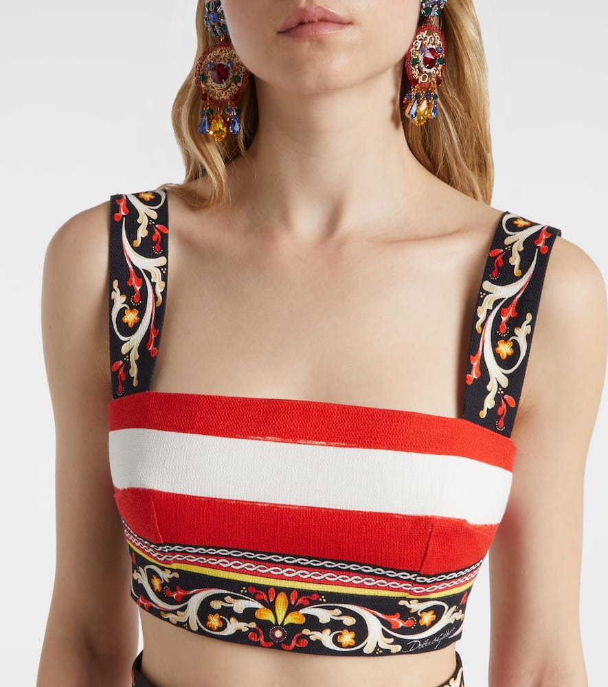 Dolce & Gabbana Striped Cotton-blend Bra Top In Multi