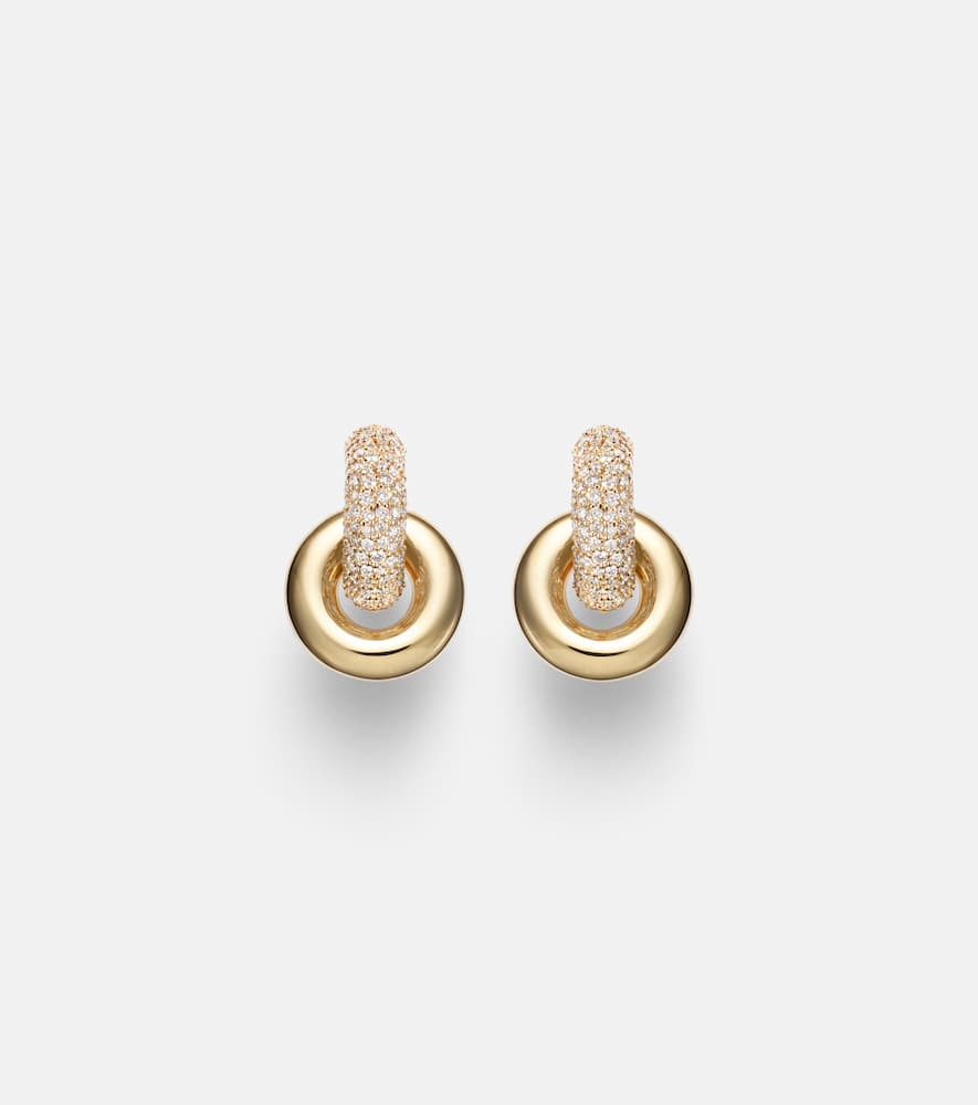 Stone And Strand Buoy 14kt Gold Huggie Earrings With Diamonds In Gold