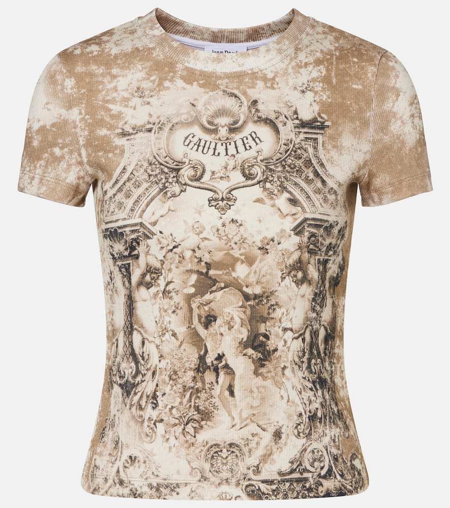 Jean Paul Gaultier Médaillon Cotton-blend Jersey T-shirt In Sand