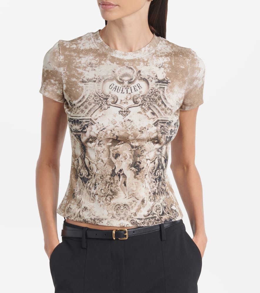 Jean Paul Gaultier Médaillon Cotton-blend Jersey T-shirt In Sand