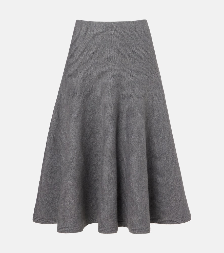Alaïa Cashmere-blend Midi Skirt In Gray