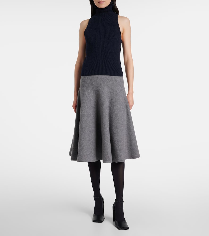 Alaïa Cashmere-blend Midi Skirt In Gray