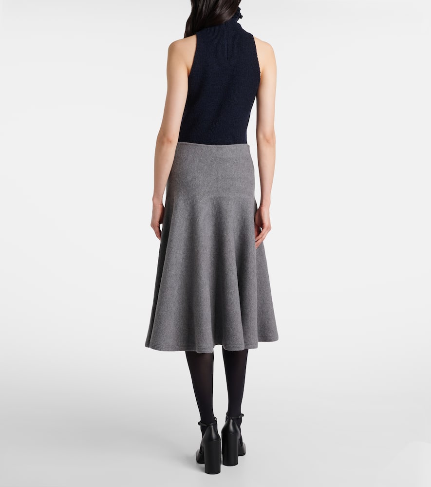 Alaïa Cashmere-blend Midi Skirt In Gray