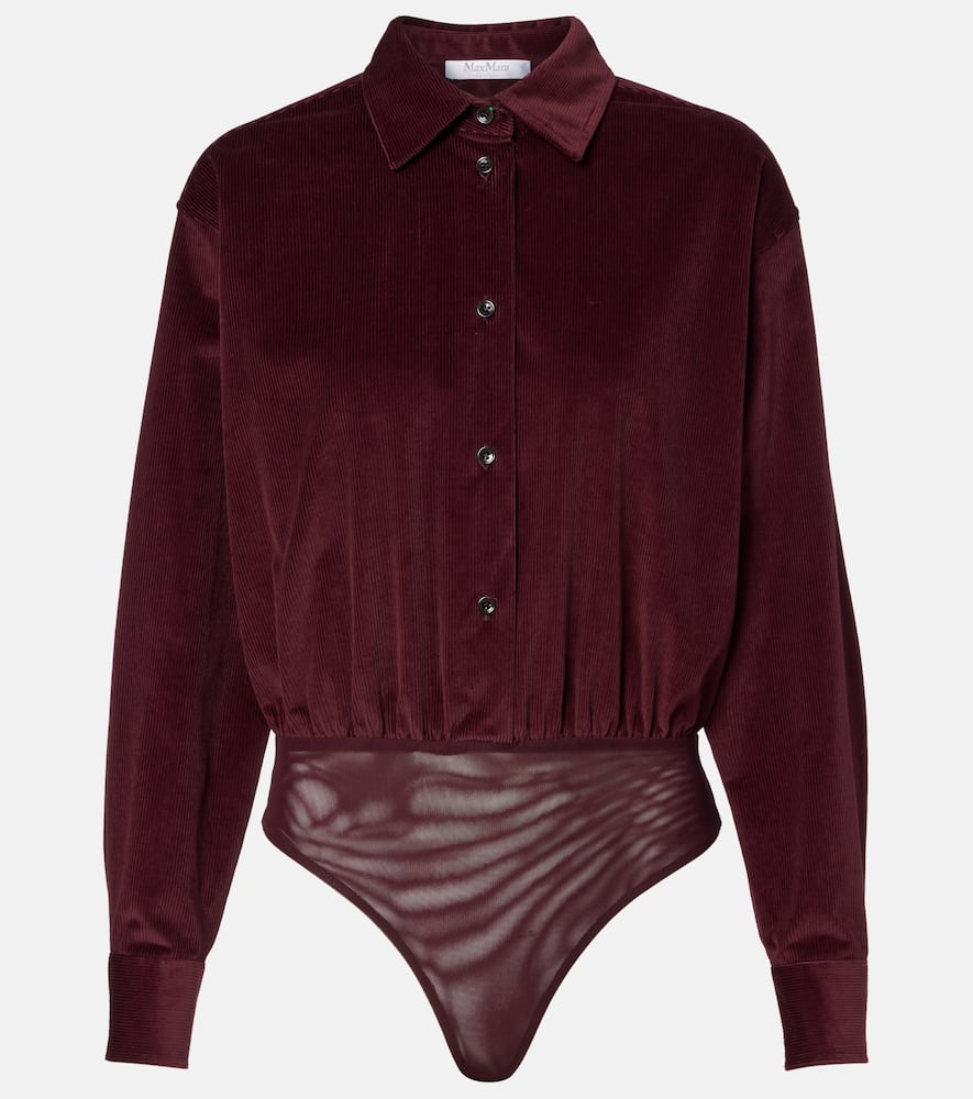 Max Mara Fertile Long-sleeved Bodysuit Shirt In Burgundy