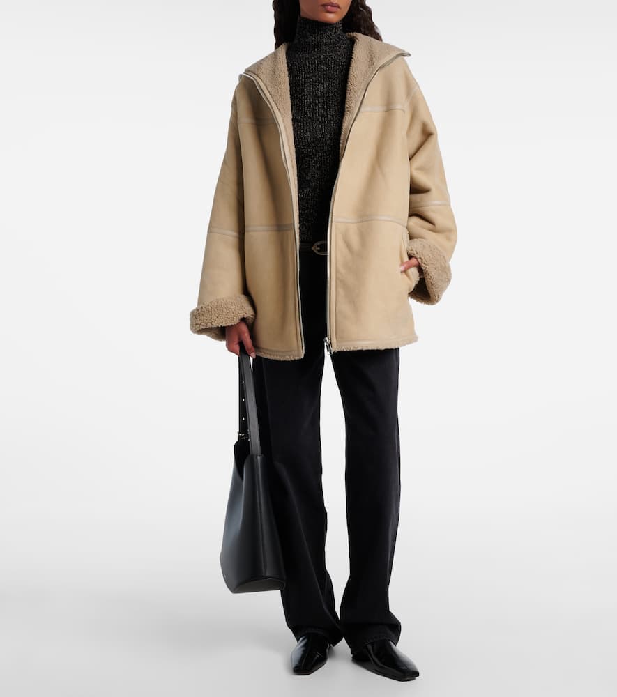 Yves Salomon Reversible Leather And Shearling Jacket In Neutral