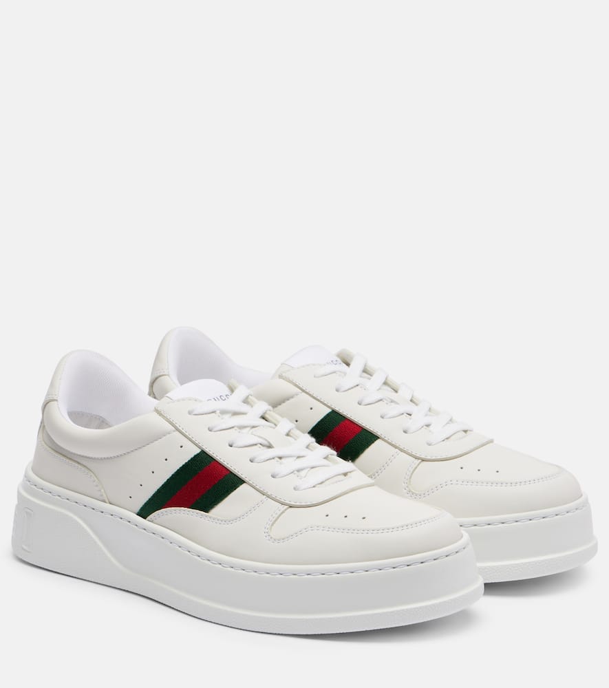 Gucci New Chunky B Leather Sneakers In White
