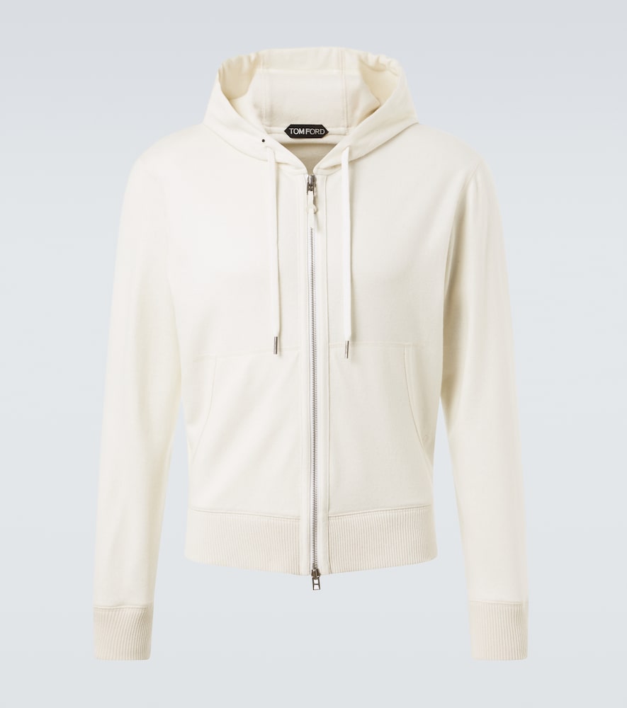Tom Ford Men's White Cashmere Zip-Up Hoodie UK Size 42 - Mytheresa