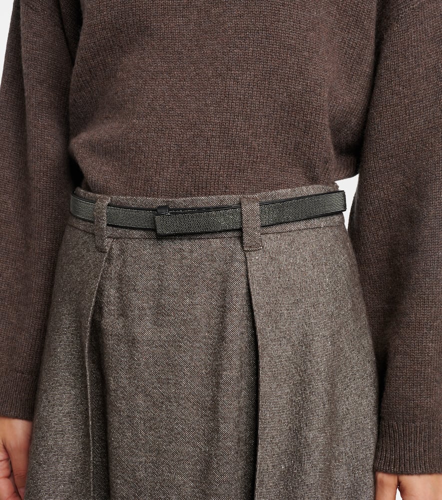Brunello Cucinelli Monili Leather Belt In Black