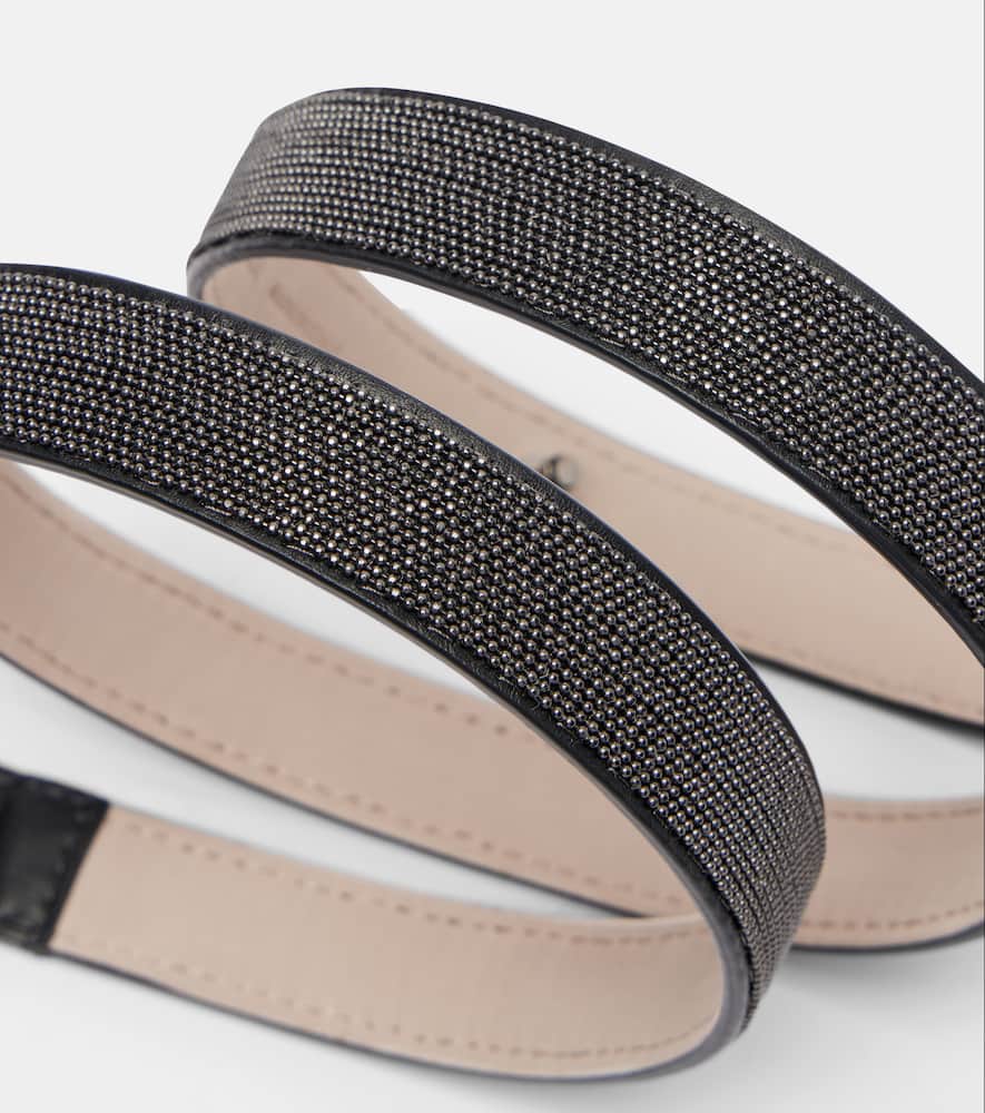 Brunello Cucinelli Monili Leather Belt In Black