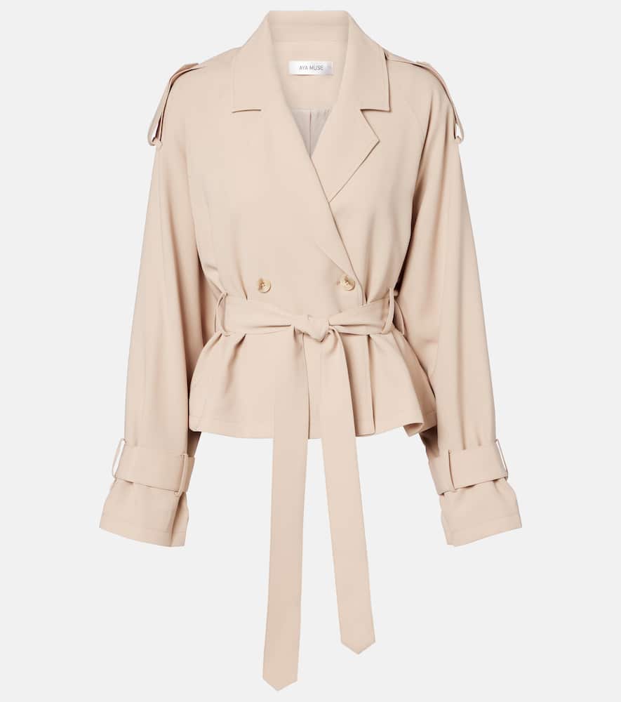 Aya Muse Soli Belted Double-breasted Trench Coat In Neutral