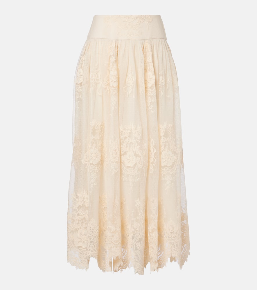 Zimmermann Hypnotic Floral Lace Maxi Skirt In Yellow