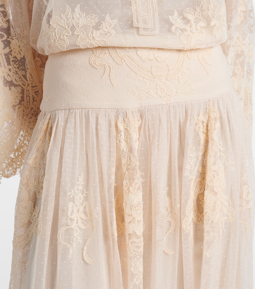 Zimmermann Hypnotic Gathered Flocked Lace Maxi Skirt In Yellow