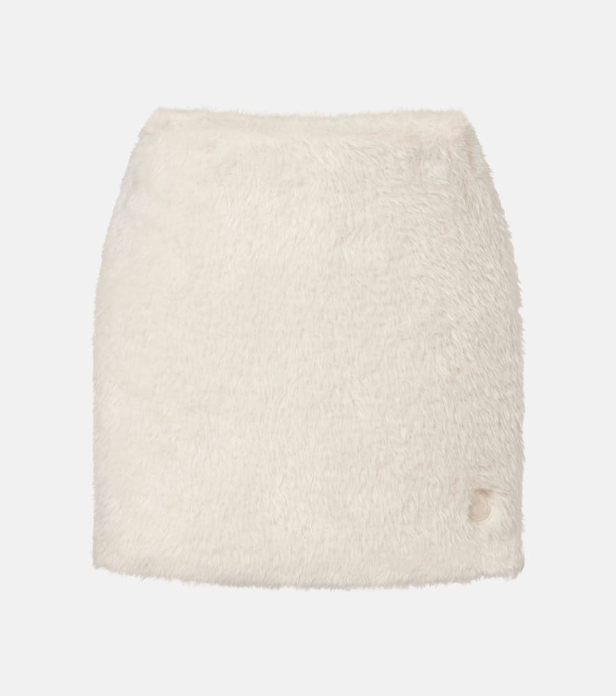 Moncler Logo Faux Fur Miniskirt In Multi