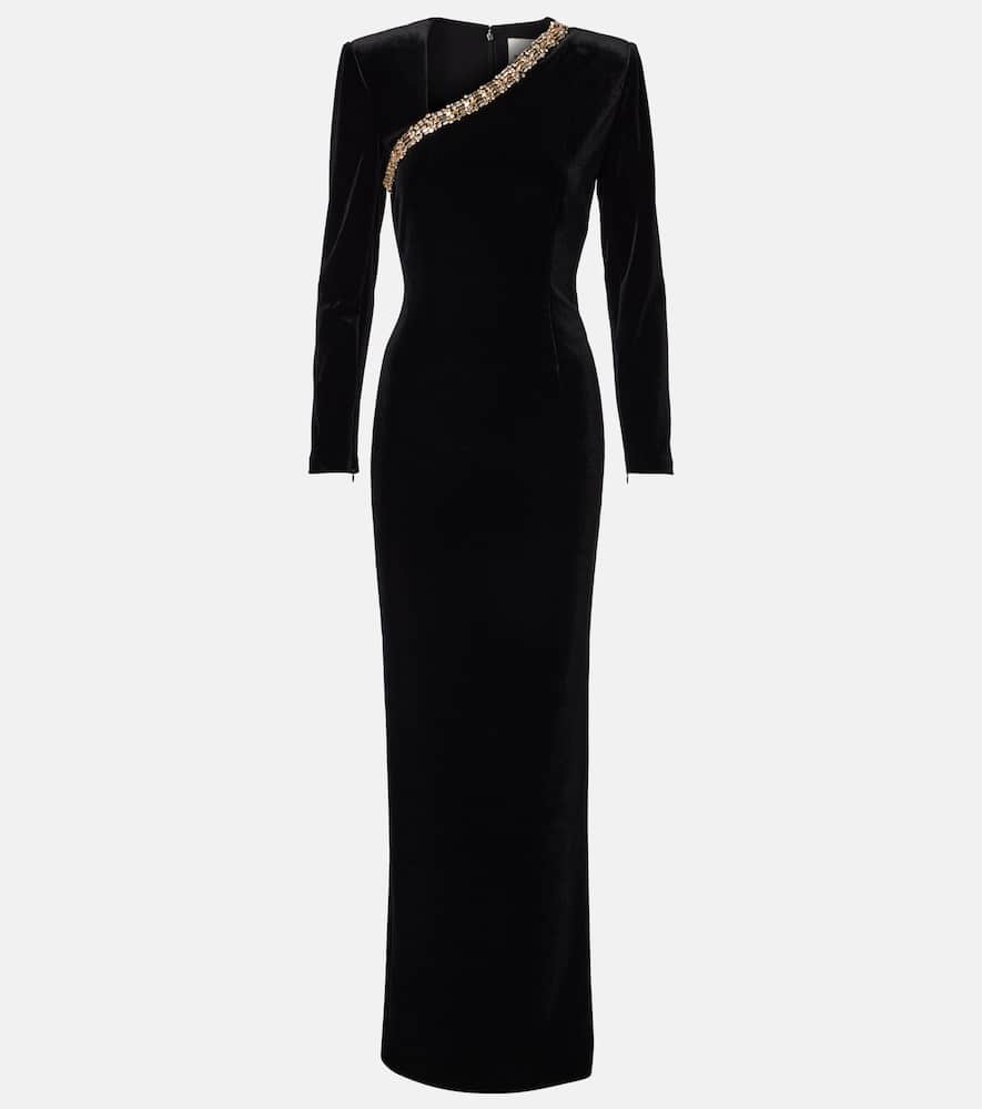 Roland Mouret Velvet Maxi Dress In Black