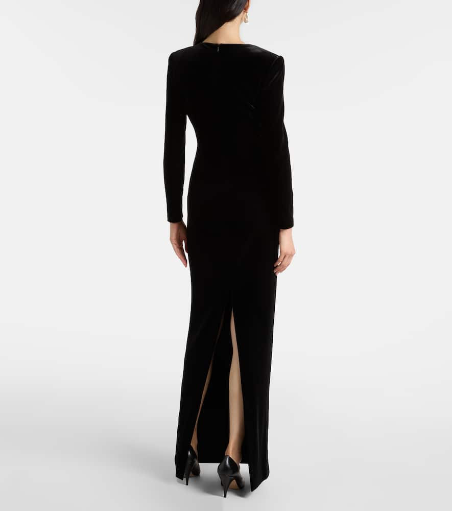 Roland Mouret Embellished Velvet Gown In Black