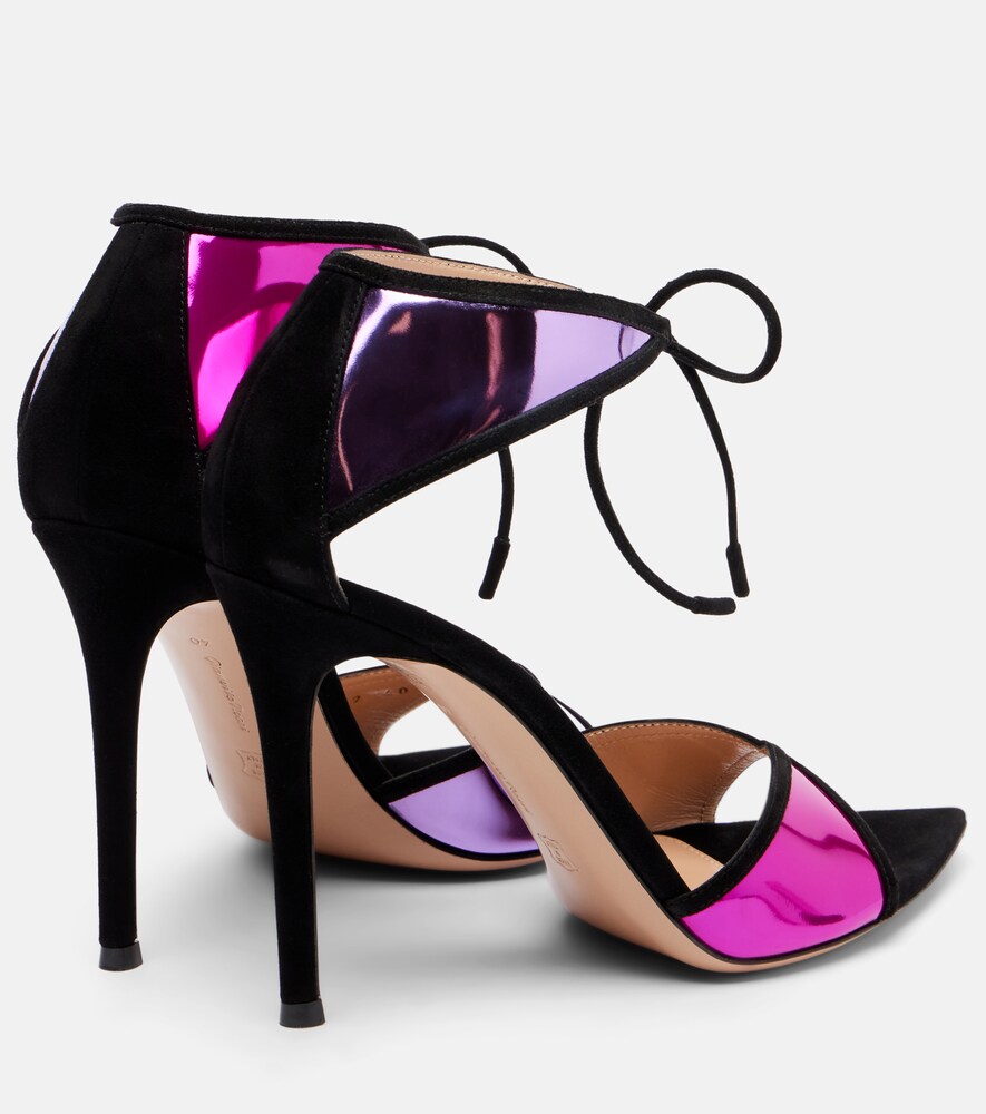 Confetti Suede-Trimmed Metallic Leather Sandals