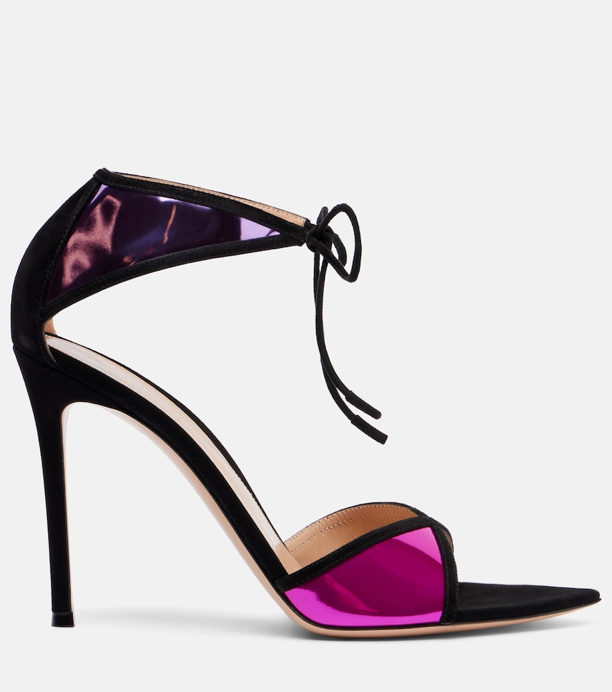 Confetti Suede-Trimmed Metallic Leather Sandals