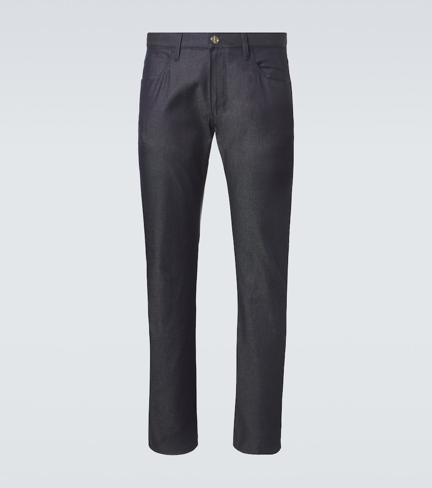 Straight Jeans aus Baumwolle und Seide