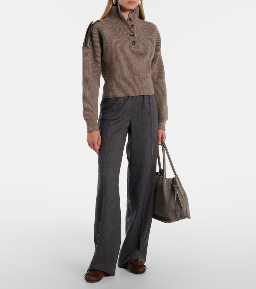 Tod's High-rise Wool And Cashmere Wide-leg Pants In Gray