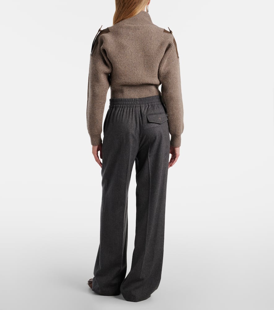 Tod's High-rise Wool And Cashmere Wide-leg Pants In Gray