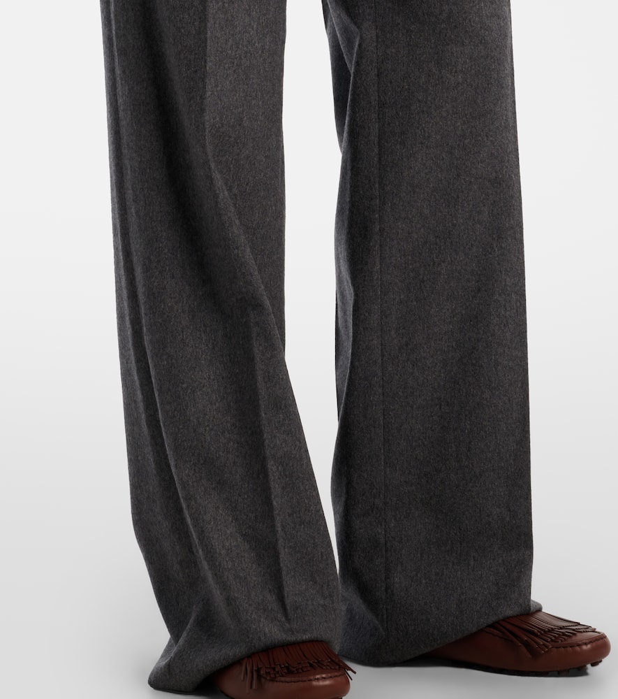 Tod's High-rise Wool And Cashmere Wide-leg Pants In Gray