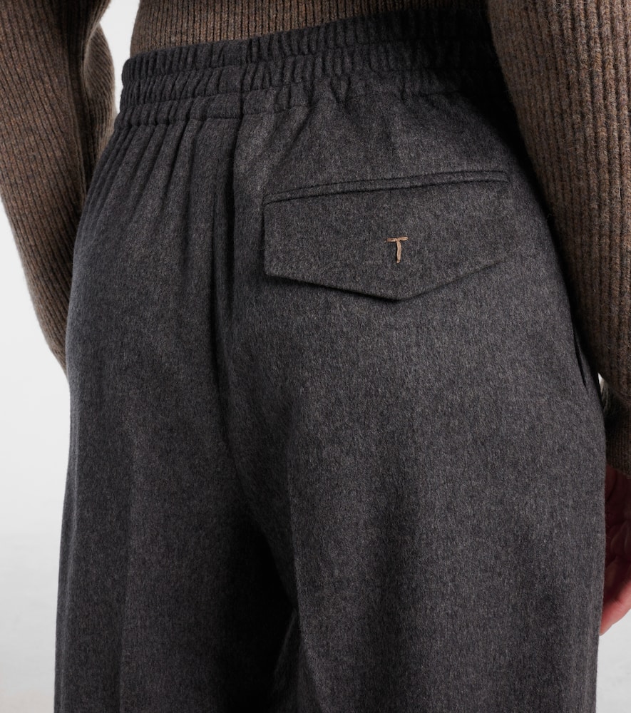 Tod's High-rise Wool And Cashmere Wide-leg Pants In Gray