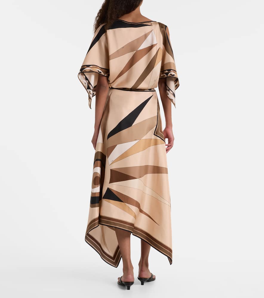 Pucci Hawaii Silk Satin Midi Skirt In Multi
