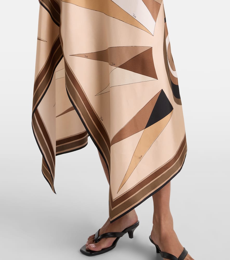 Pucci Hawaii Silk Satin Midi Skirt In Multi