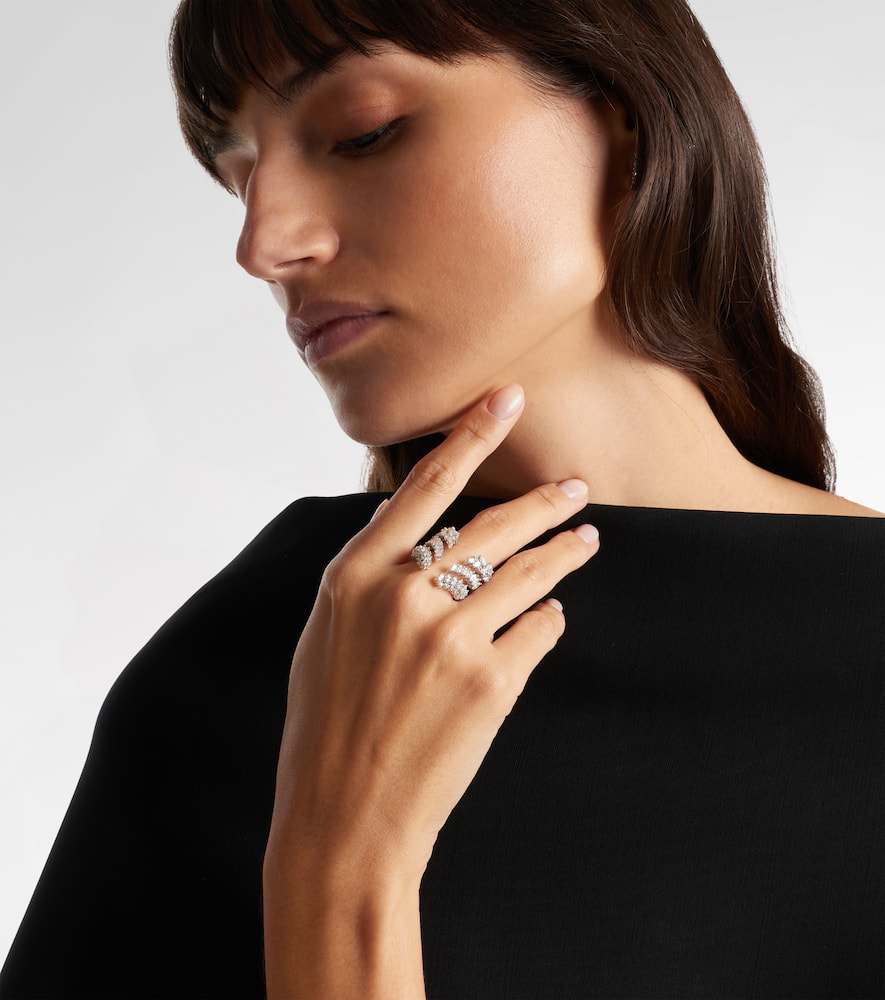 Yeprem Y-not 18kt White Gold Ring With Diamonds In Silver