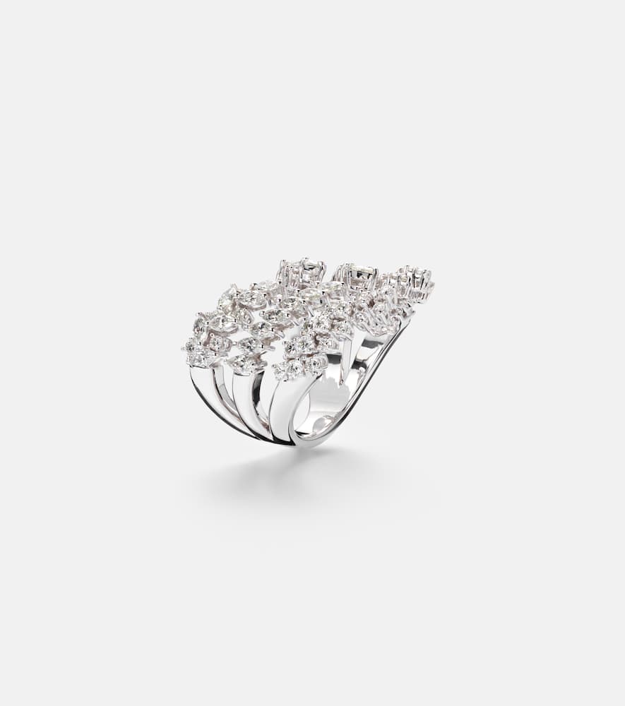 Yeprem Y-not 18kt White Gold Ring With Diamonds In Silver