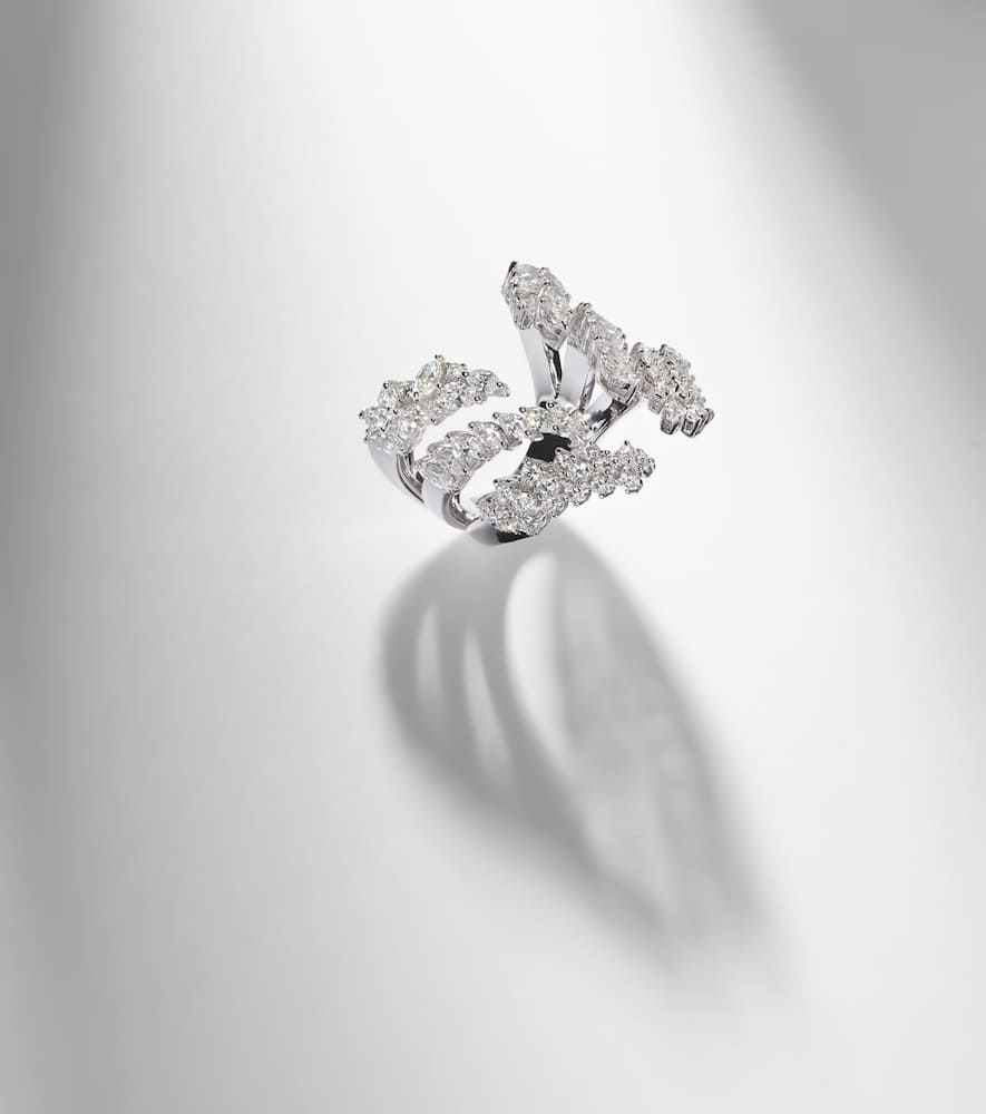 Yeprem Y-not 18kt White Gold Ring With Diamonds In Silver