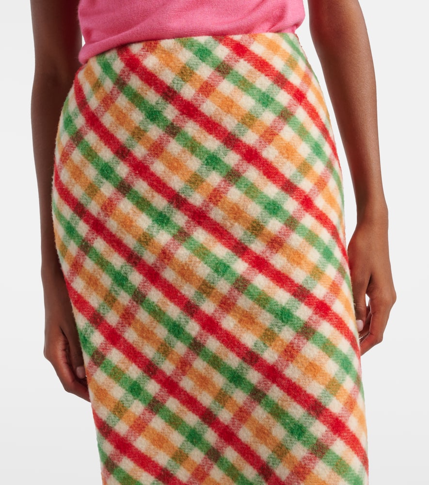 Miu Miu Checked Wool-blend Pencil Skirt In Multi