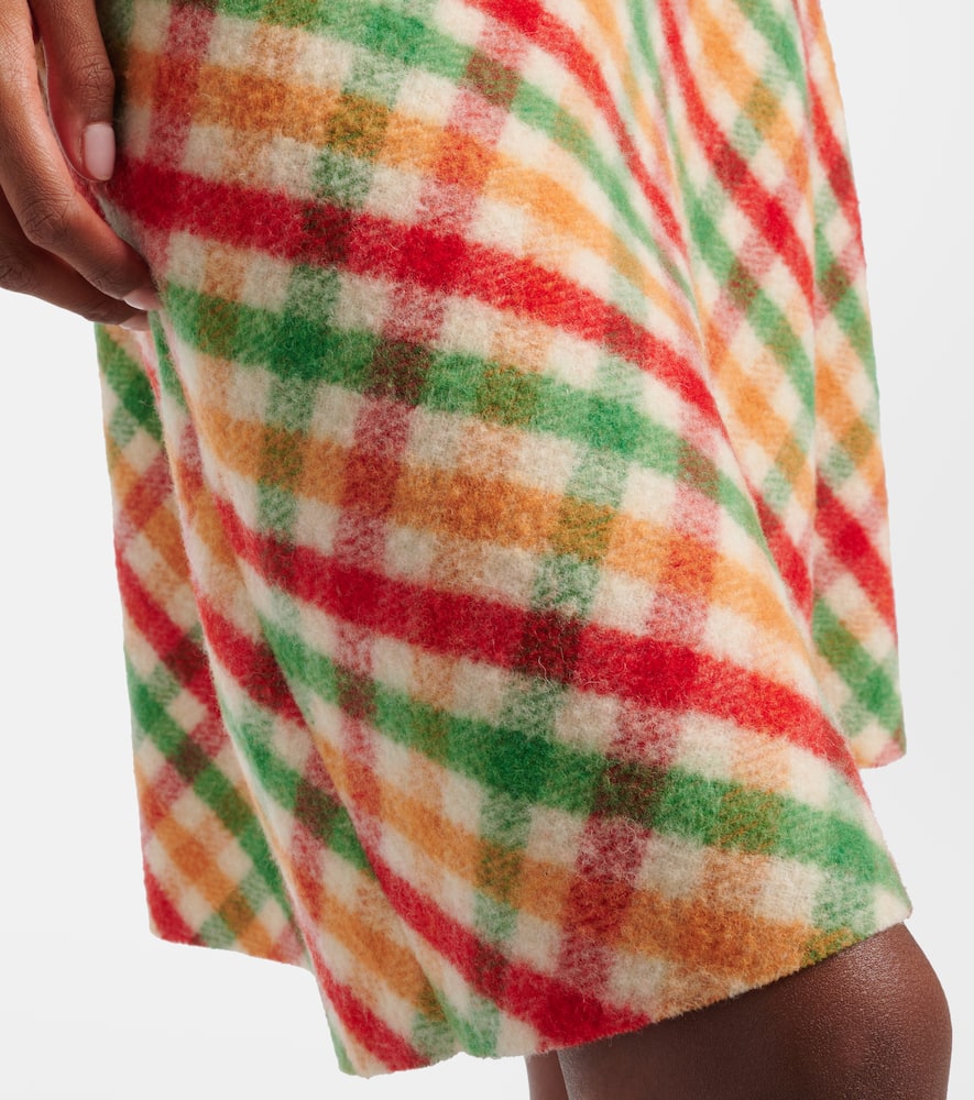 Miu Miu Checked Wool-blend Pencil Skirt In Multi