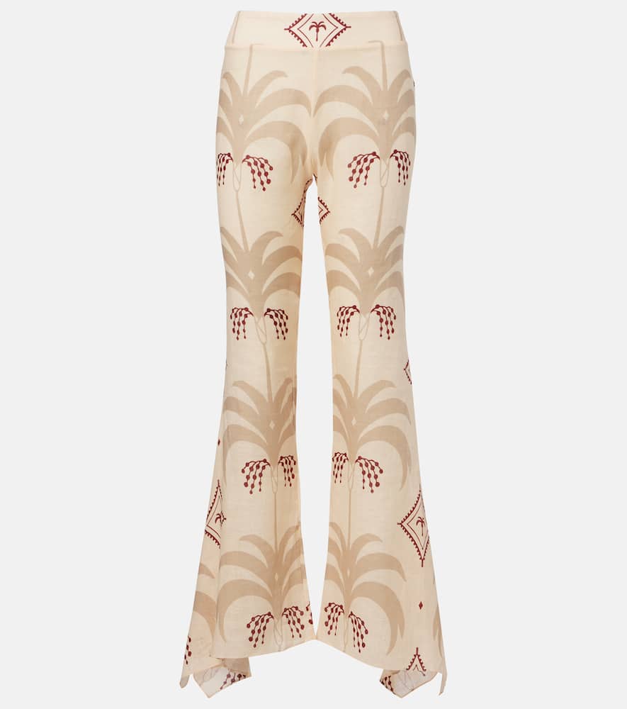 Johanna Ortiz Femininity Dramatic Linen Flared Pants In Neutral