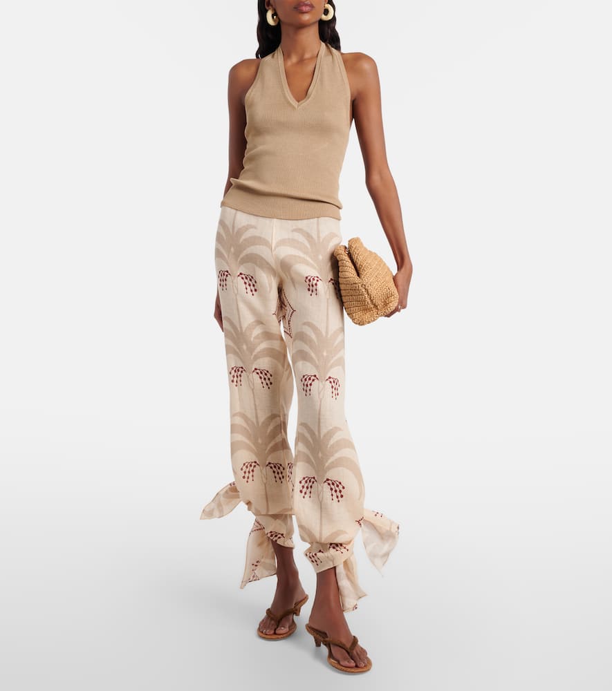 Johanna Ortiz Femininity Dramatic Linen Flared Pants In Neutral