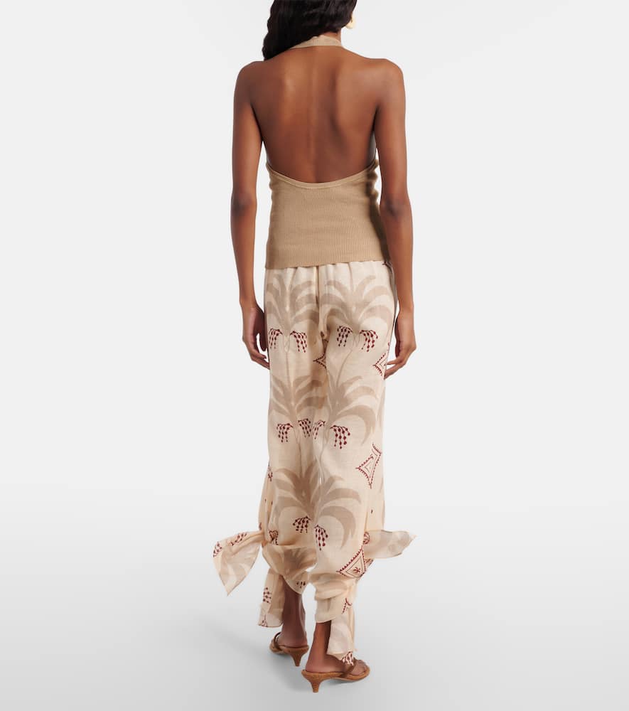 Johanna Ortiz Femininity Dramatic Linen Flared Pants In Neutral