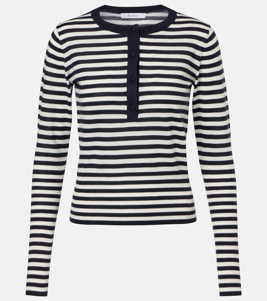 Max Mara Striped cashmere Henley sweater