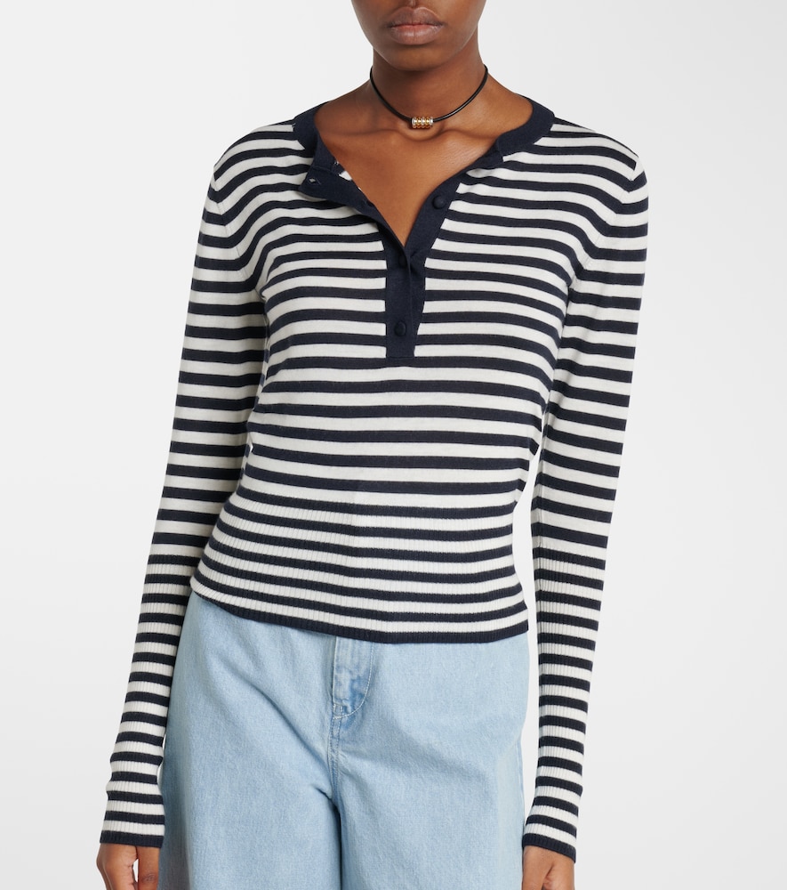  Max Mara Max Mara Striped Cashmere Henley Sweater 