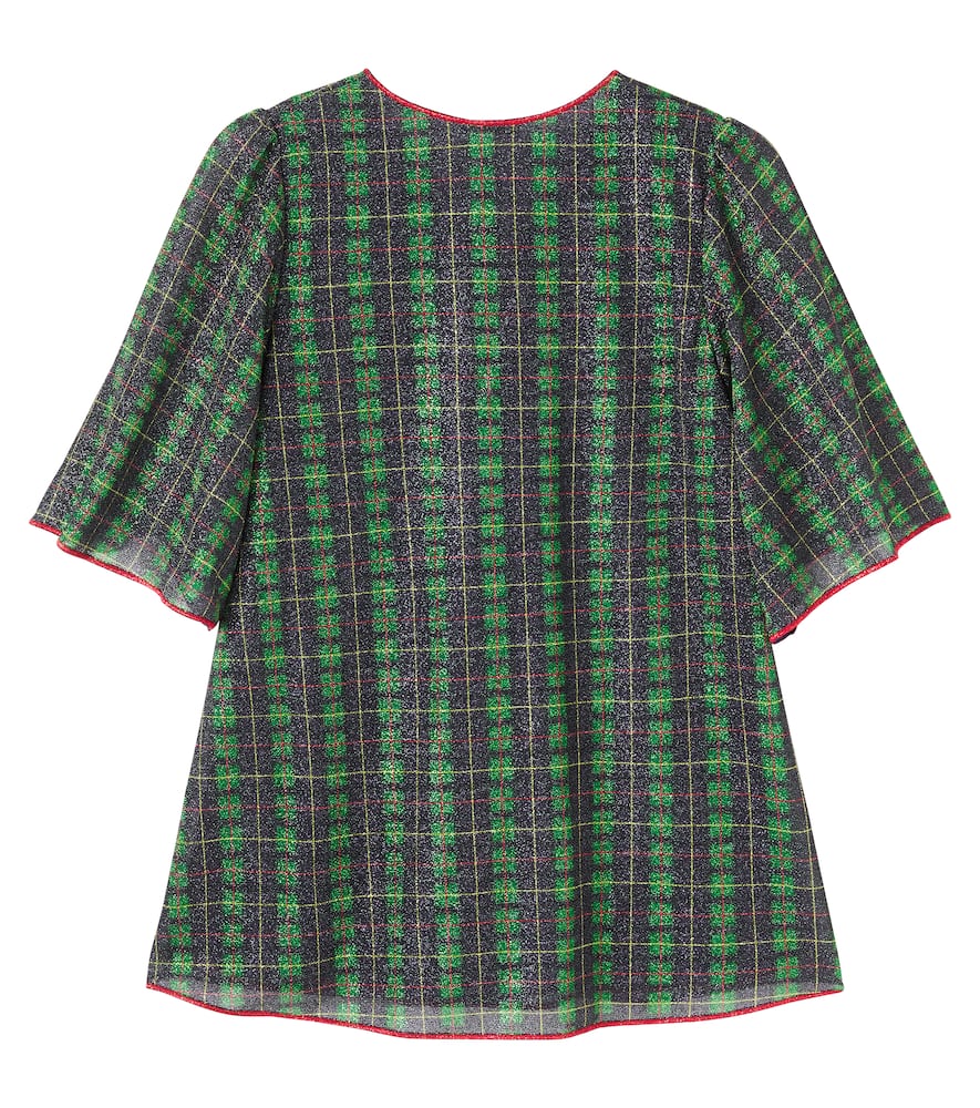 Oseree Oséree Kids Plaid Lamé Kaftan In Green