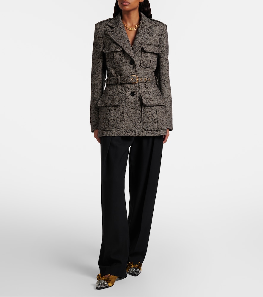  Chloe Chloe Belted Herringbone Wool-blend Coat 