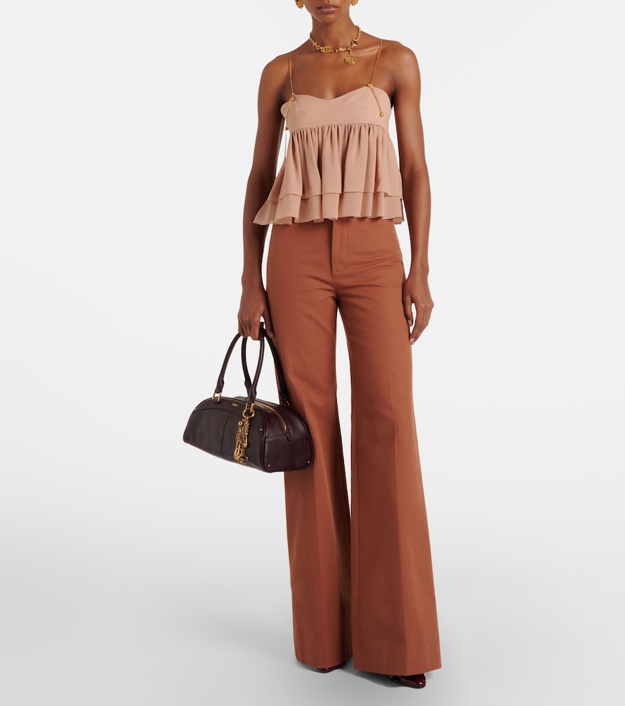 Chloé High-rise cotton canvas flared pants