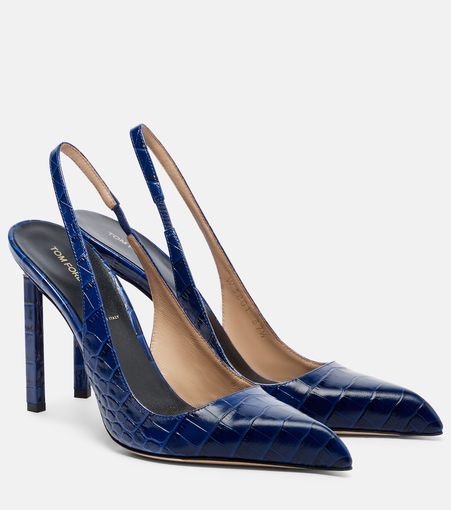 TOM FORD Tom Ford 105 croc-effect leather slingback pumps　Tom Ford 105 クロコ模様 レザー スリングバック パンプス