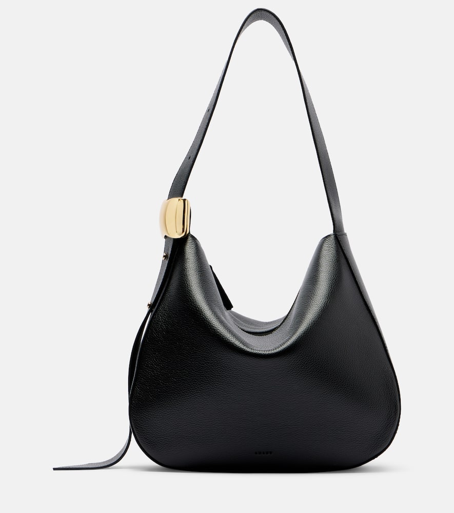 Amanu Zambia Leather Shoulder Bag In Black