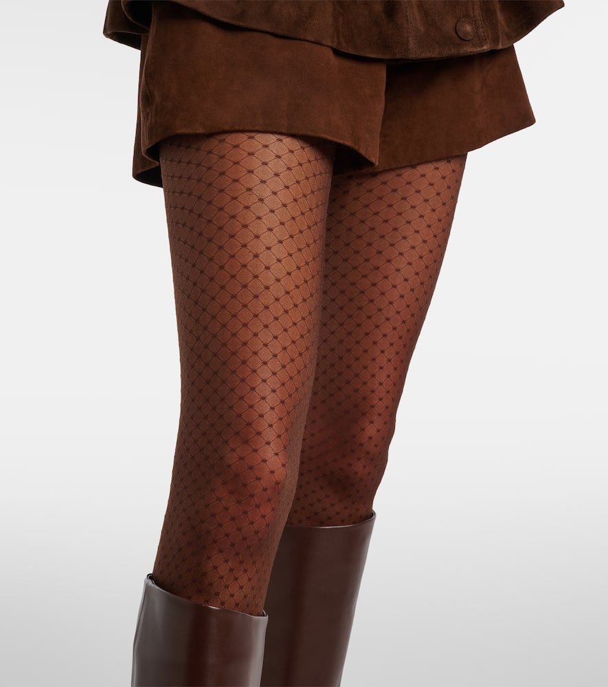 Wolford Control Polka-dot Sheer Tights In Brown